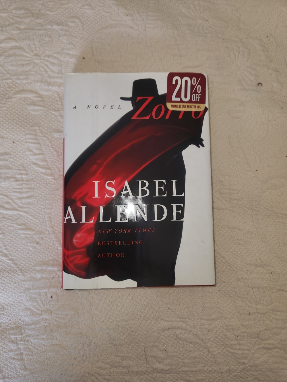 Isabel Allende Zorro Hardcover Book - White, Black, Red